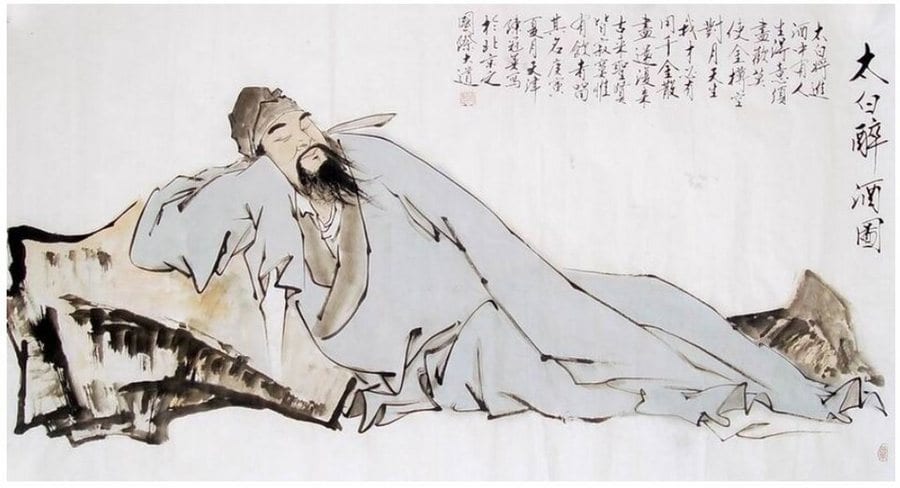 李白を描いた水墨画